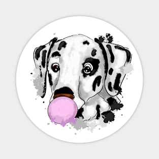 Cute Dalmatian puppy with bubblegum Magnet